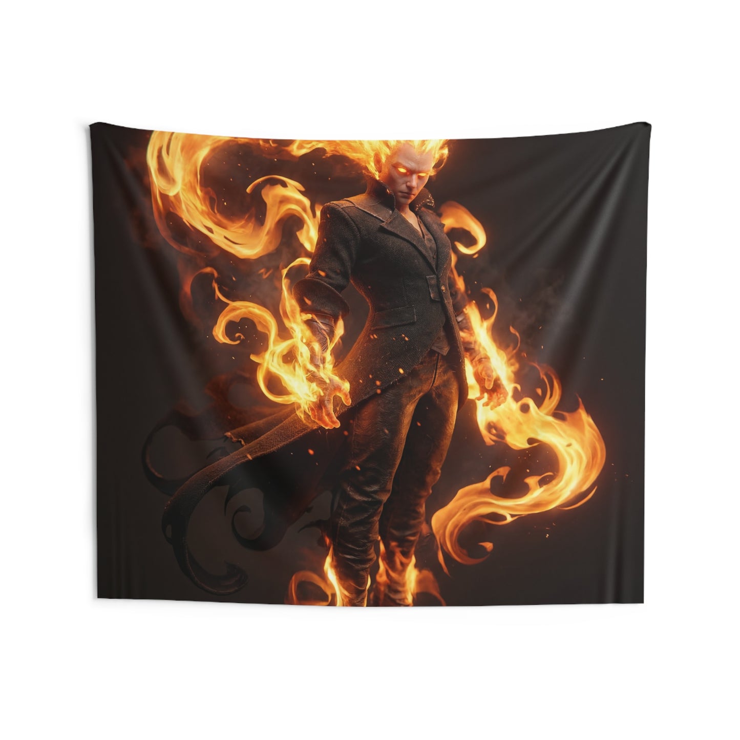 Flame-Wreathed Sentinel Indoor Wall Tapestries – Sovereign of the Infernal Glow