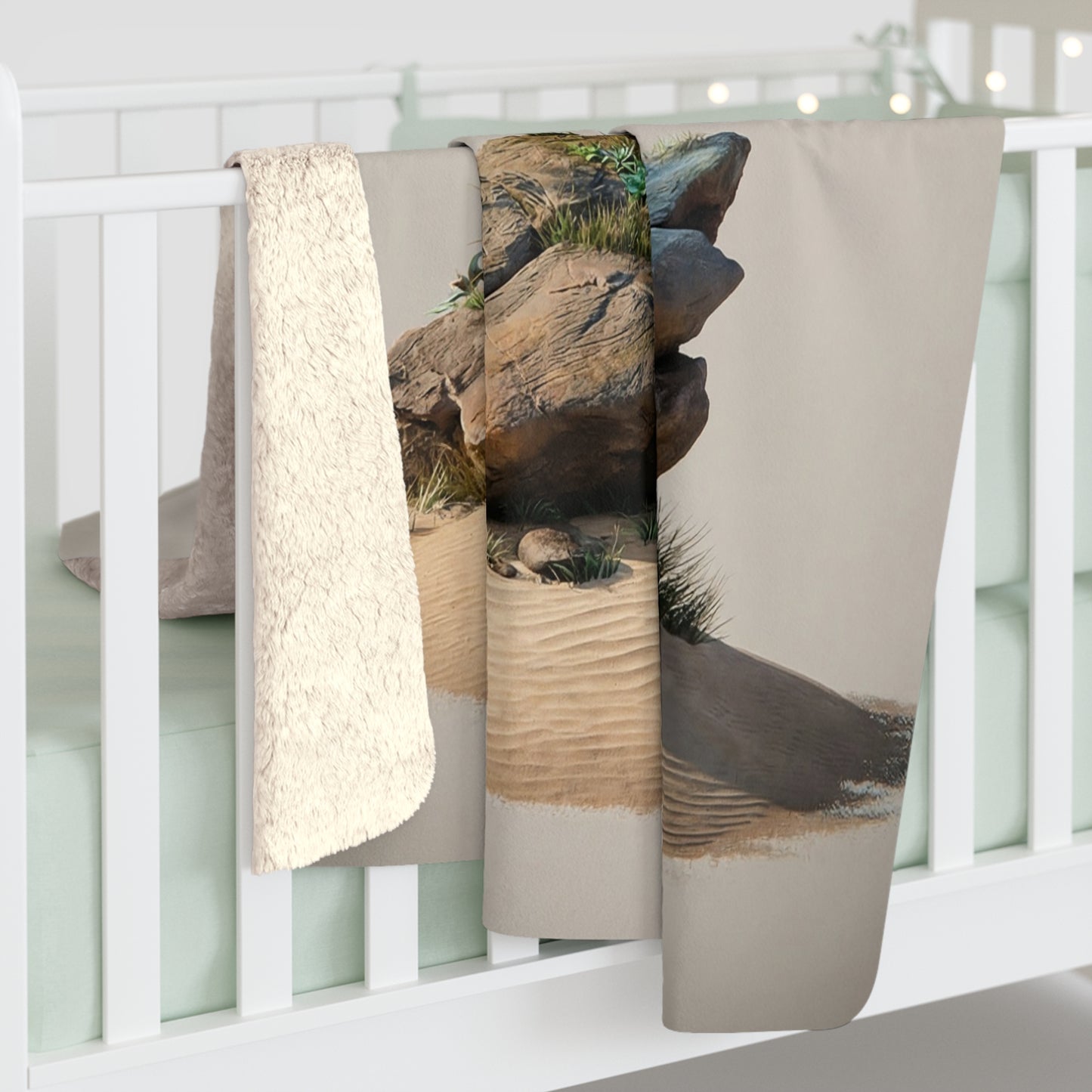 Luminous Wisdom Tree Sherpa Fleece Blanket – Celestial Glow in the Desert
