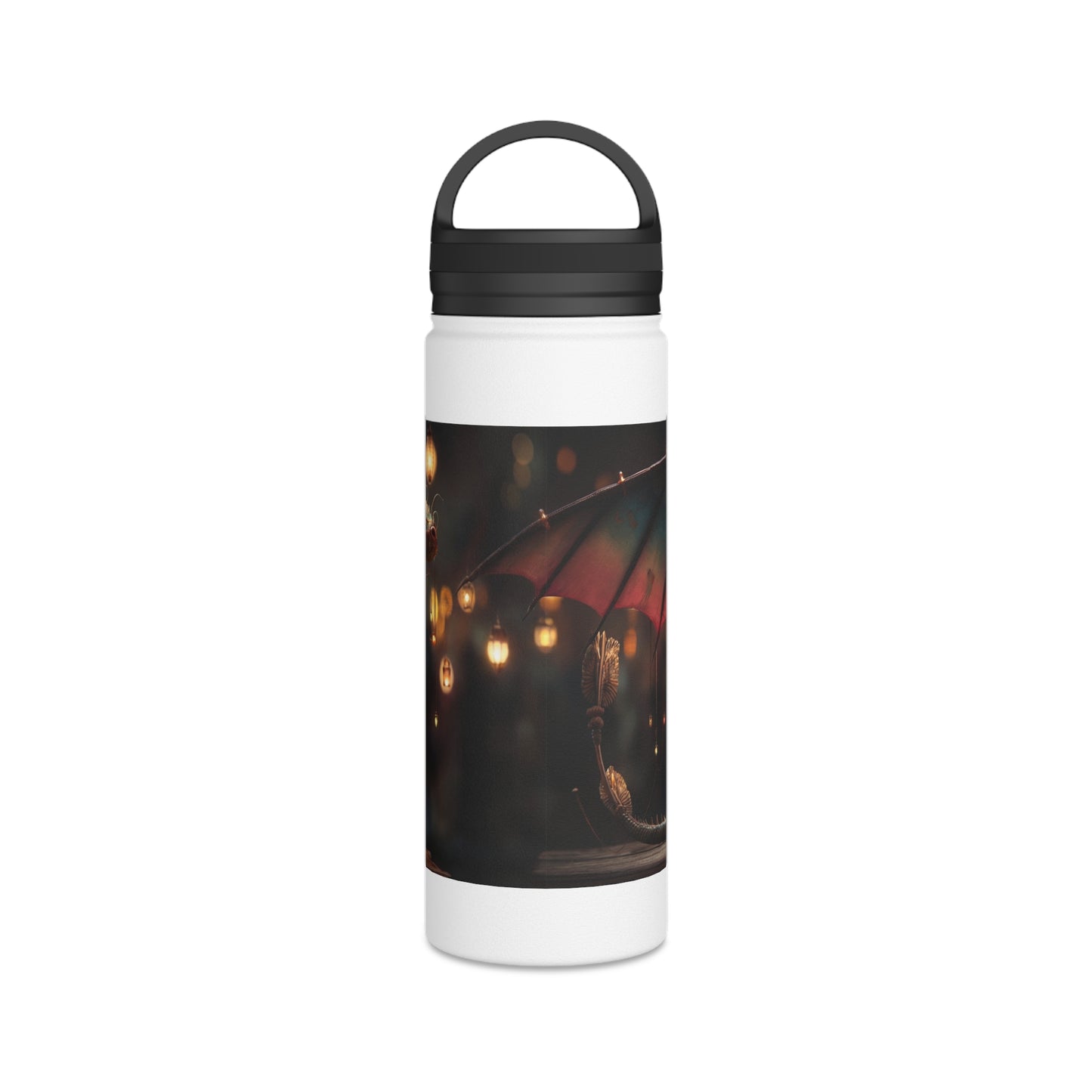 Regal Dragon Lantern Water Bottle – Handle Lid – Twilight Market Guardian