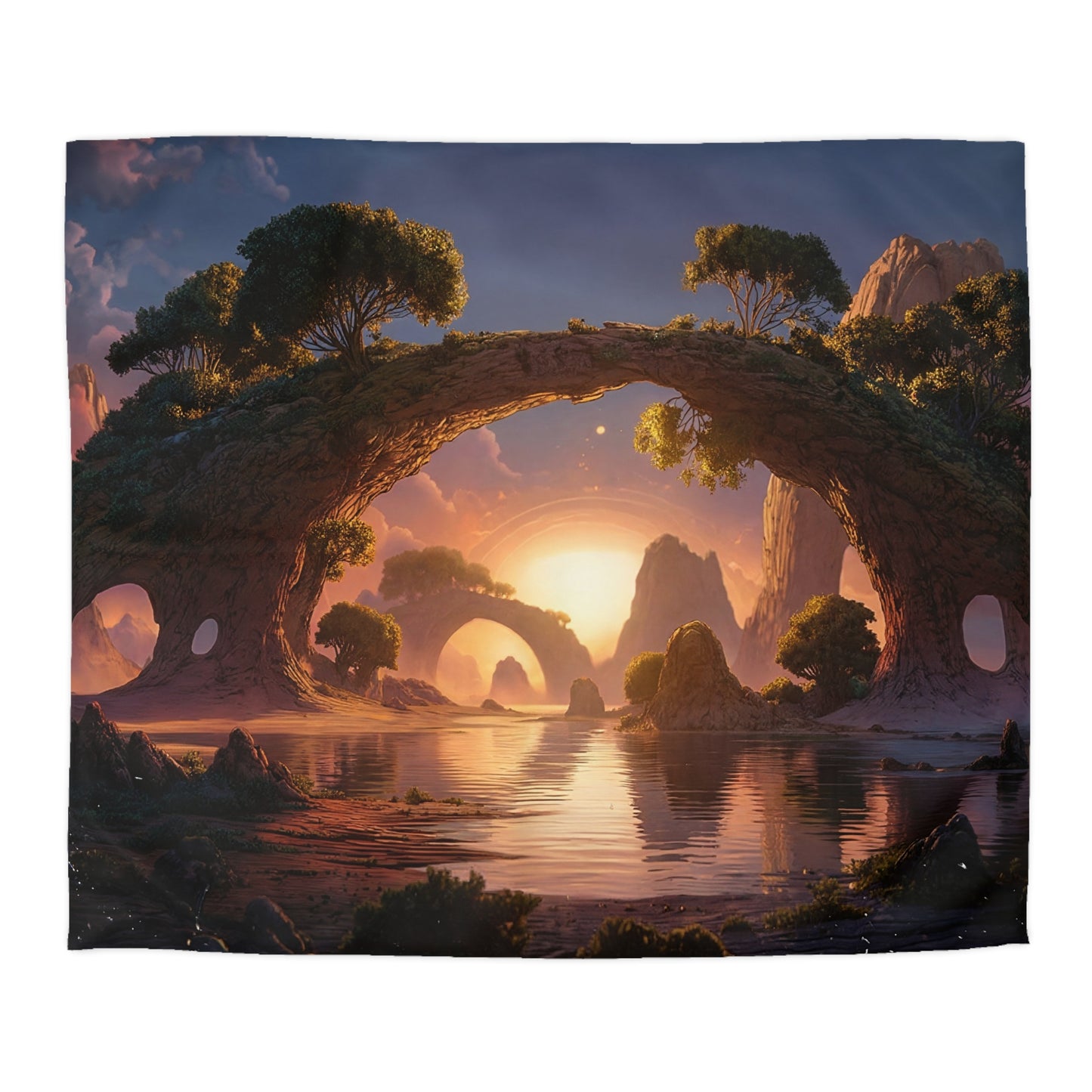 Celestial Archway Microfiber Duvet Cover – Sunset Sanctuary Dreamscape