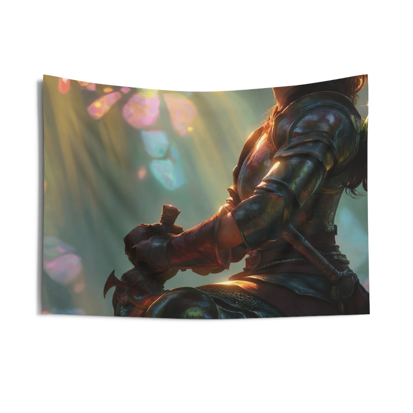 Elven Warrior in Crystal Grove Indoor Wall Tapestries – Sunbeam Sanctuary
