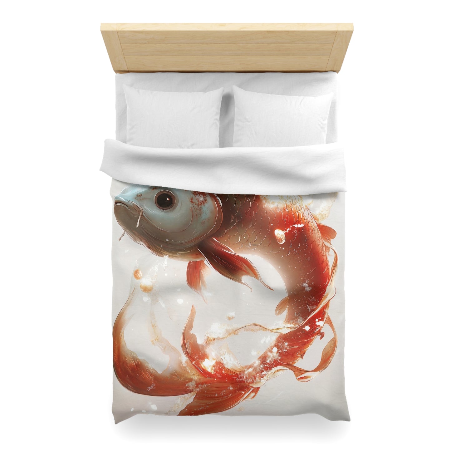 Child on Celestial Koi Microfiber Duvet Cover – Warm Glow Dreamscape