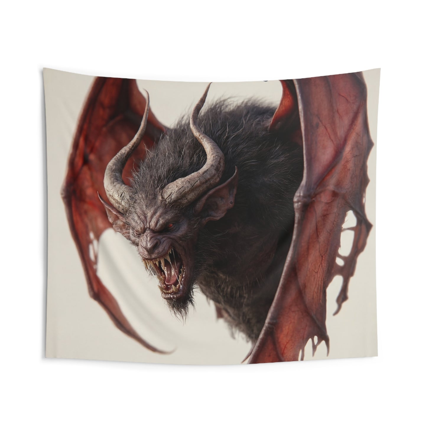 Wrathful Winged Beast Indoor Wall Tapestries – Crimson Scream Against the Pale Sky