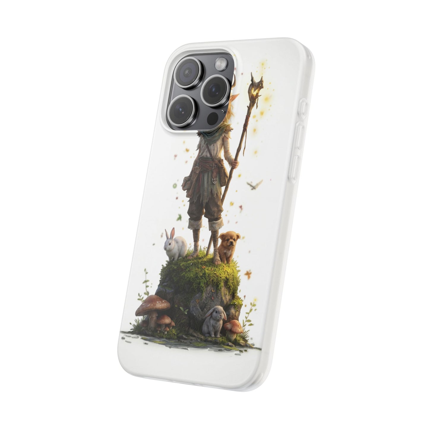 Forest Sentinel Flexi Cases – Glowing Antlered Child with Pet Companions