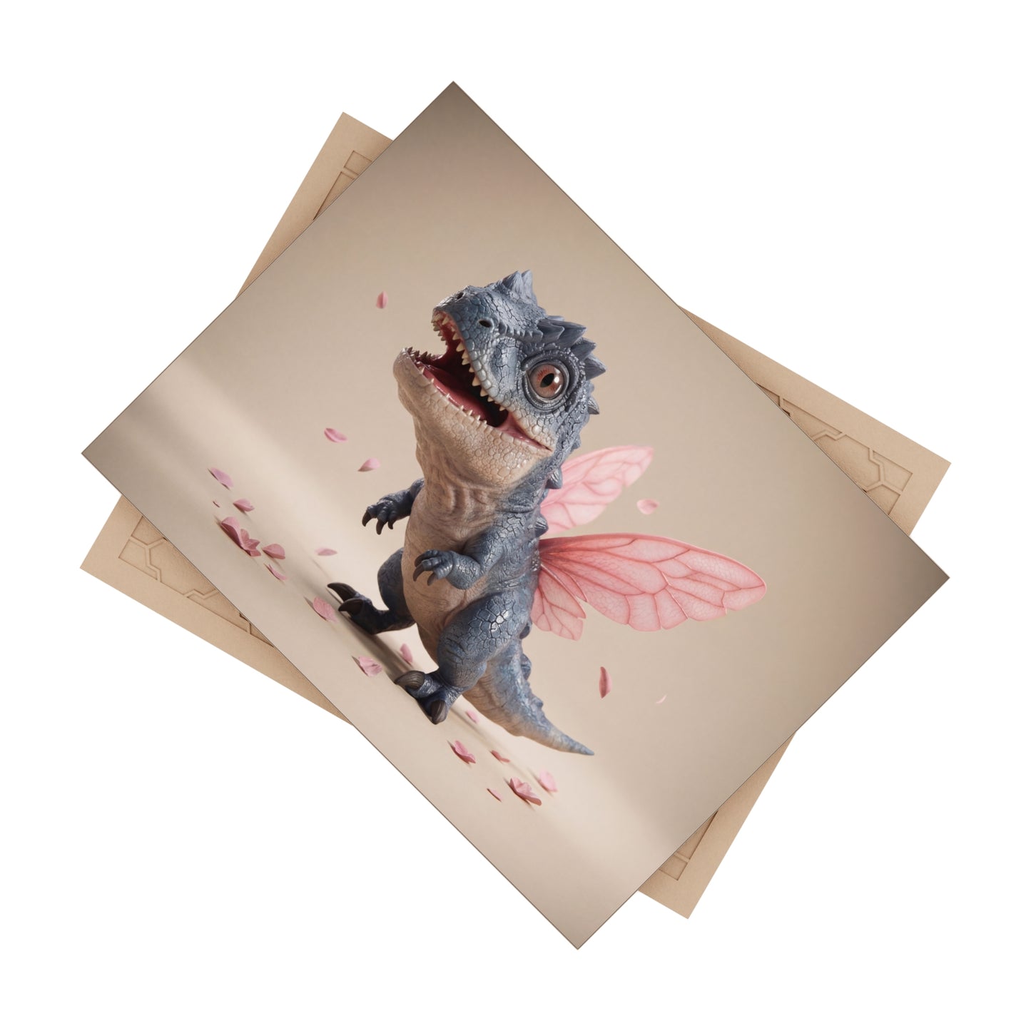 Fairy-Tailed Dinosaur Ceramic Photo Tile – Whimsical Garden Guardian