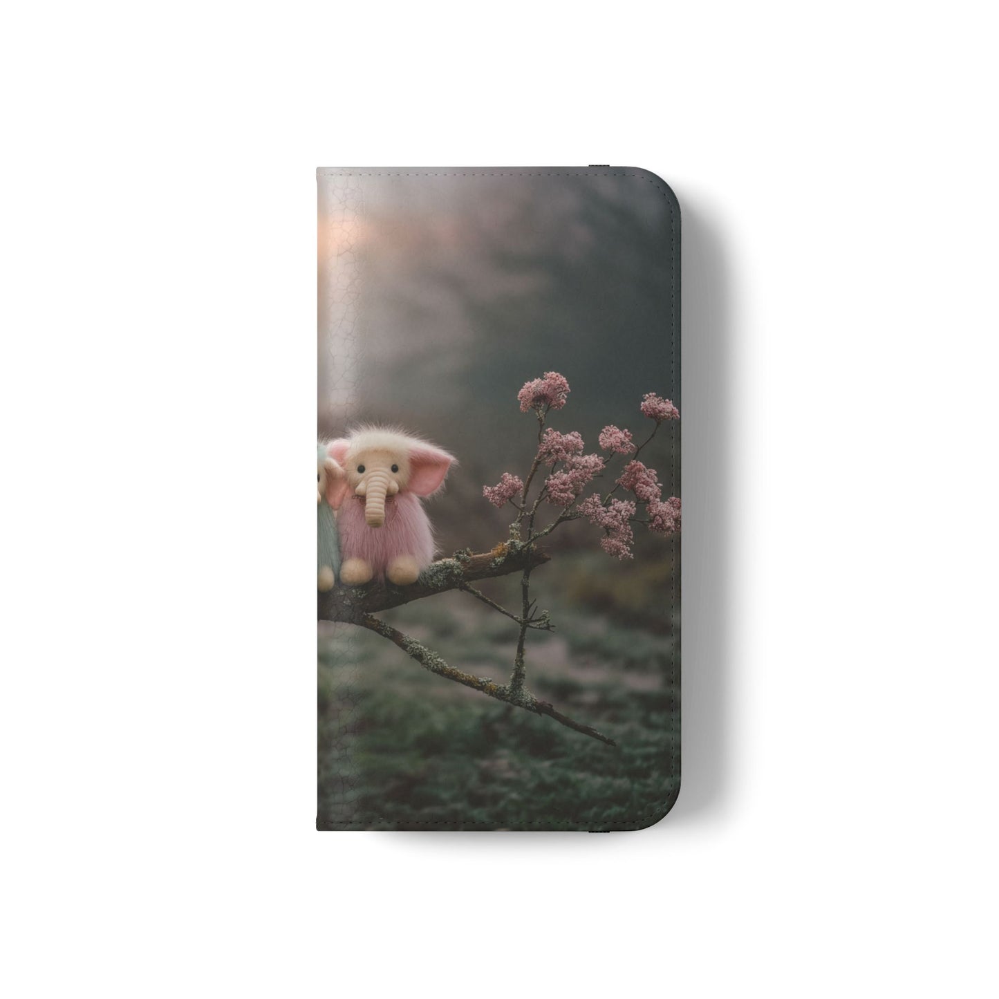 Mossy Branch Elephants Flip Cases – Pastel Fluff Guardians