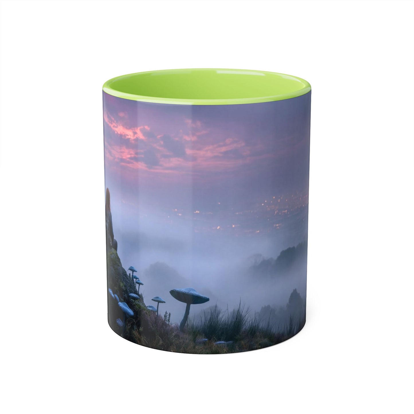 Misty Ridge Accent Mugs, 11oz – Crimson Moon & Giant Mushrooms