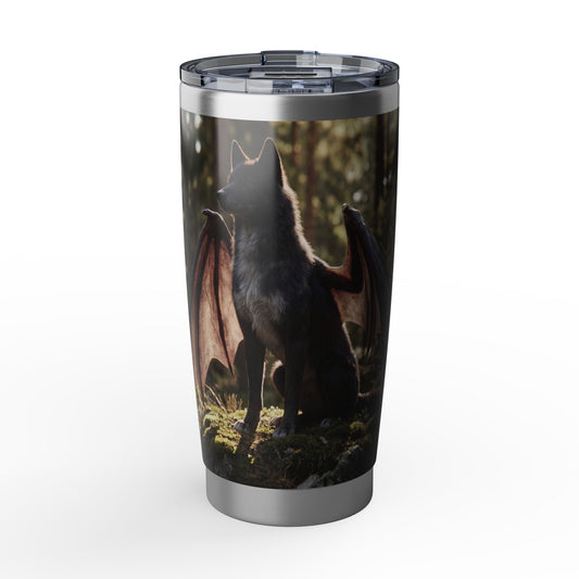 Dragon Wolf in Sunlit Grove Vagabond 20oz Tumbler – Guardian of the Mossy Peaks