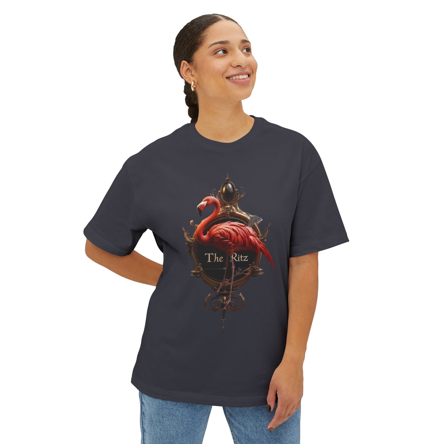 Ornate Frame Flamingo Tee – The Ritz Gilded Silhouette Boxy Shirt