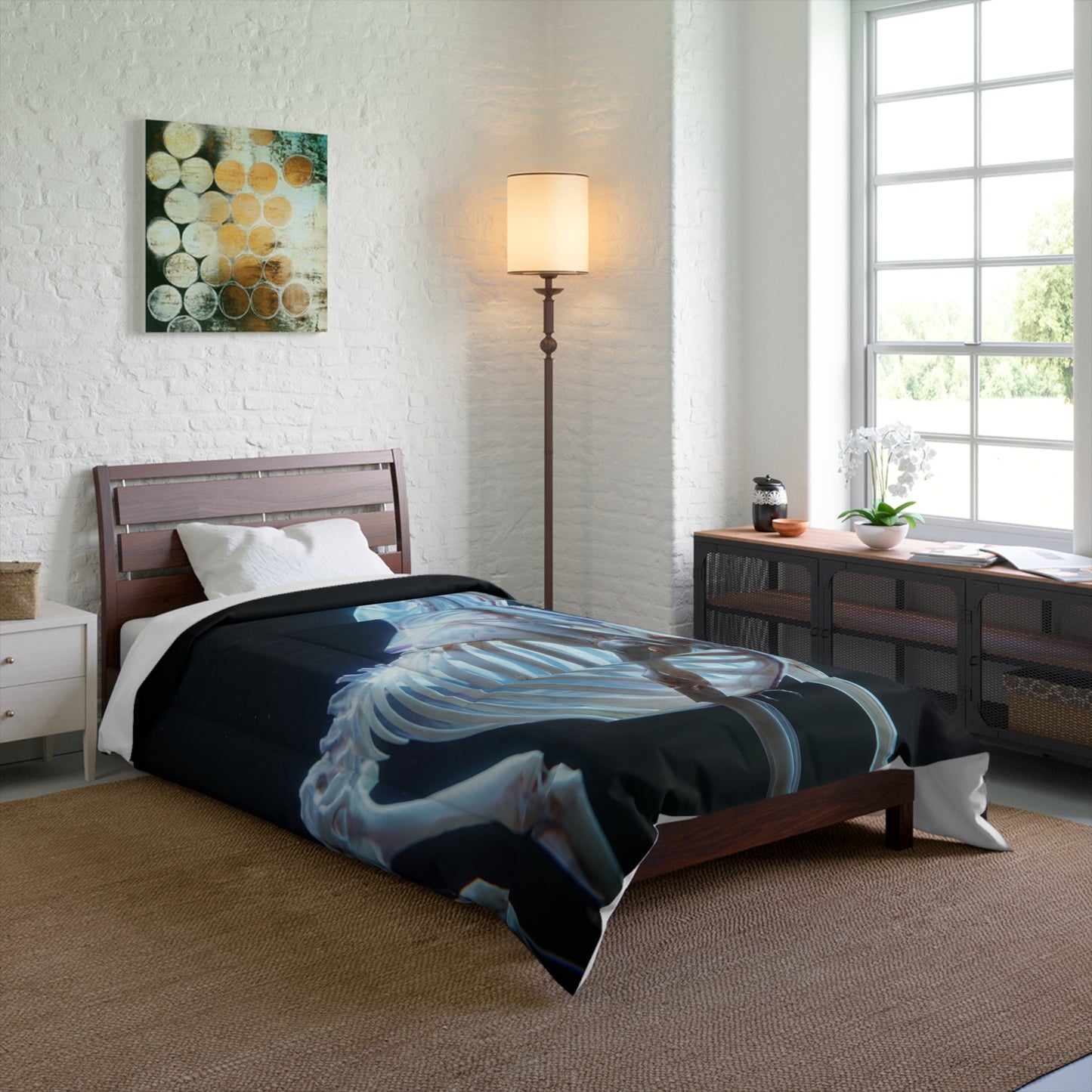 Luminescent Unicorn Skeleton Comforter – Celestial Bone Dreamscape