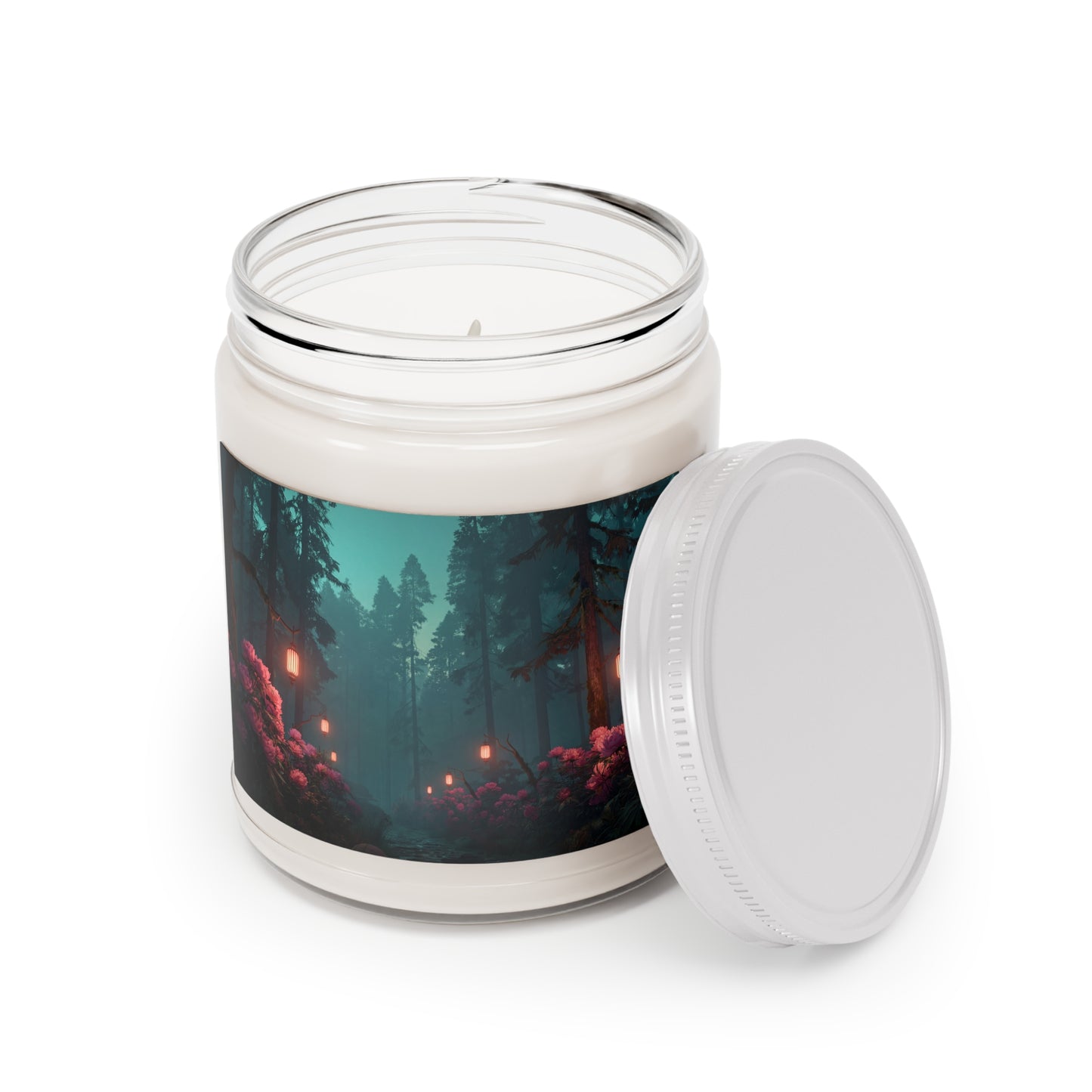 Whispering Woods Peony Path Scented Soy Candles with White Lid, 9oz – Twilight Lantern Ambrosia