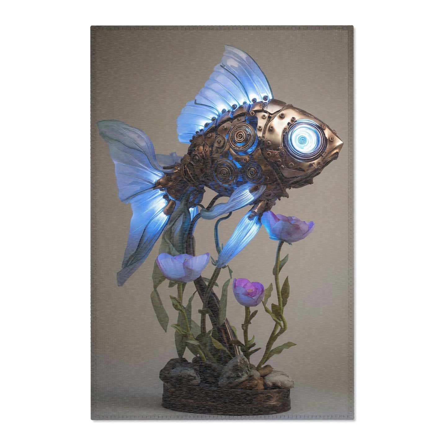 Steampunk Goldfish Area Rugs – Liquid Light Beneath the Bloom