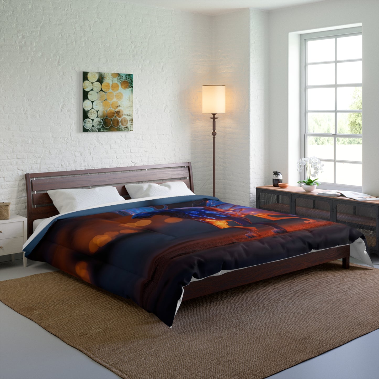 Celestial Lion Sentinel Comforter – Twilight Wingscape with Starlight Glow