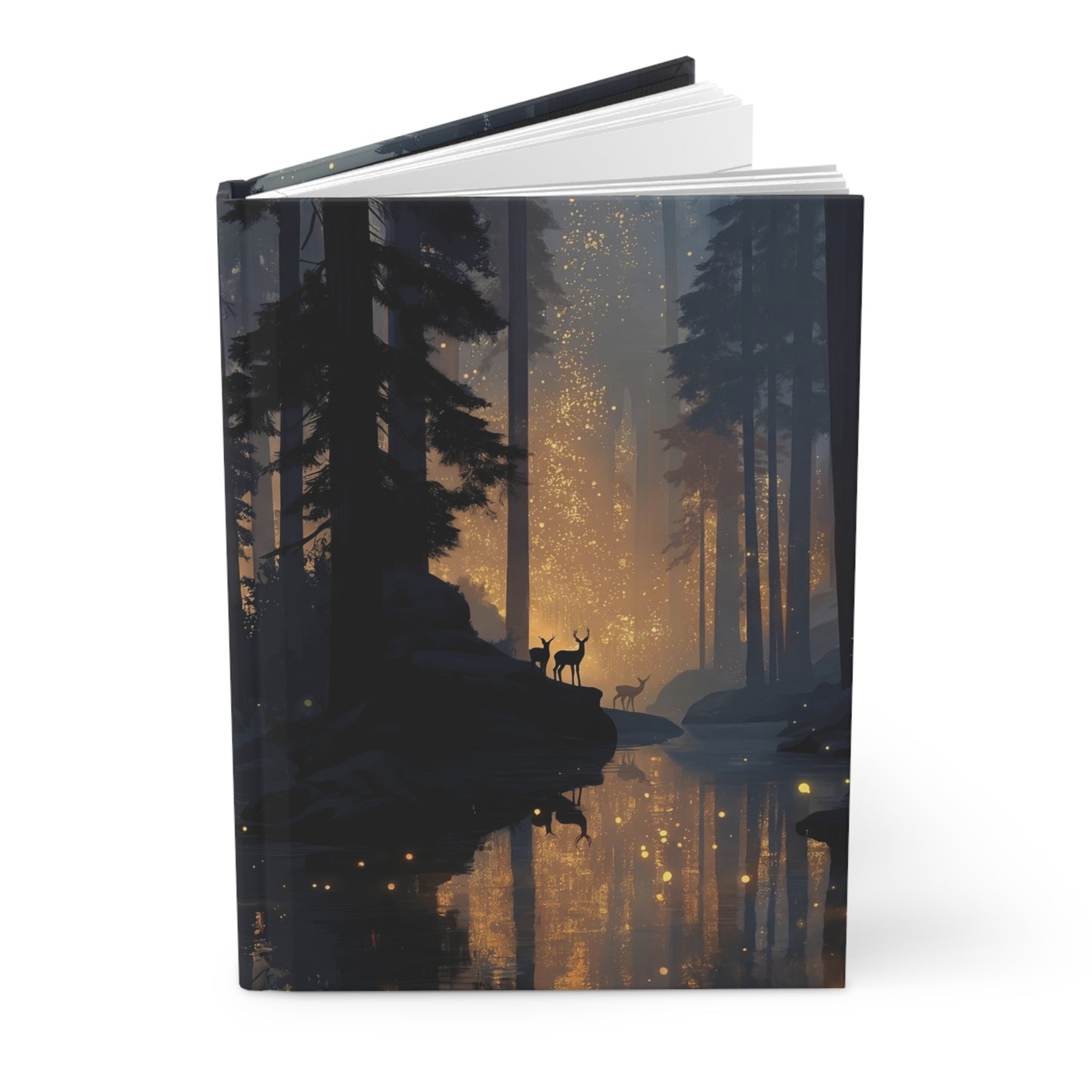 Whispering Woods Deer Journal Matte – Golden Twilight Sanctuary