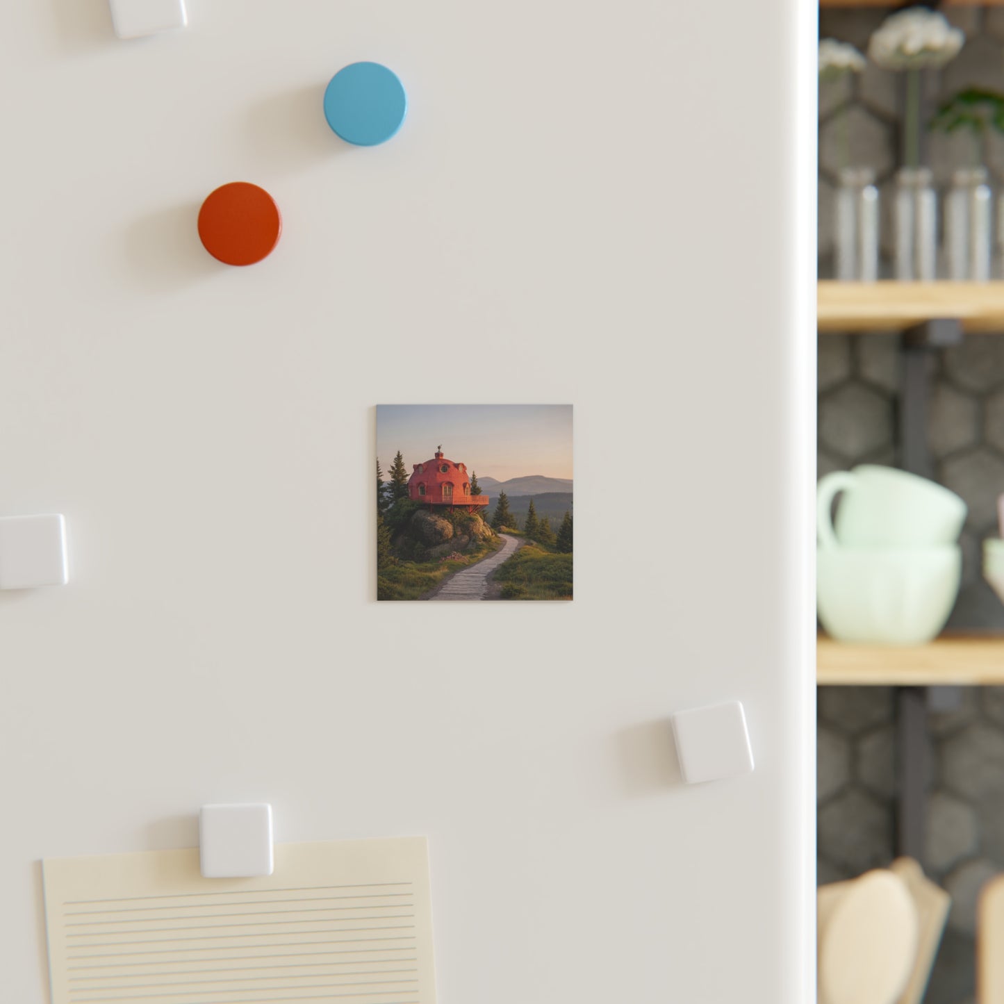 Red Dome Cottage Magnet – Sunset Peak Sanctuary