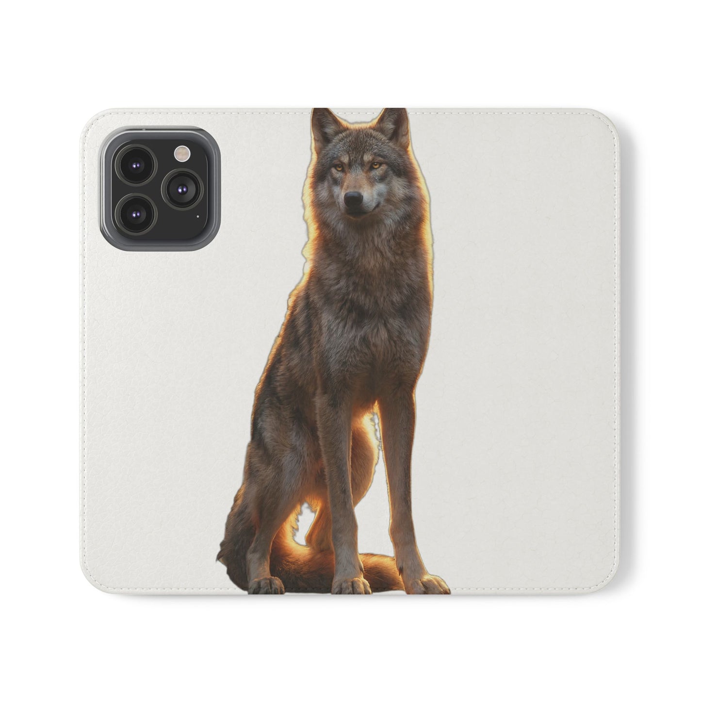 Sunlit Wolf Flip Cases – Golden Hour Sentinel Portrait