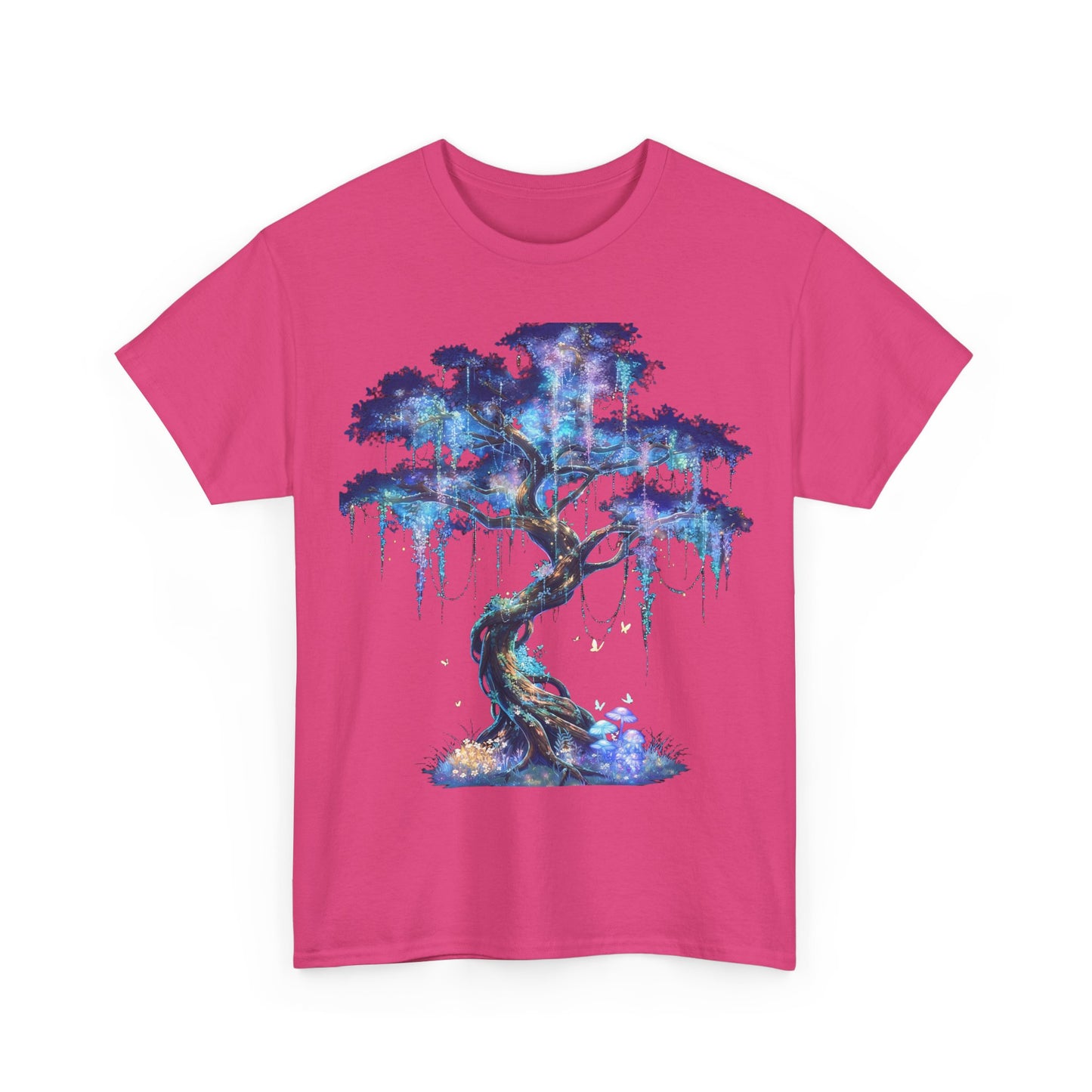 Mystic Glow Tree Unisex Heavy Cotton Tee – Bioluminescent Forest Guardian