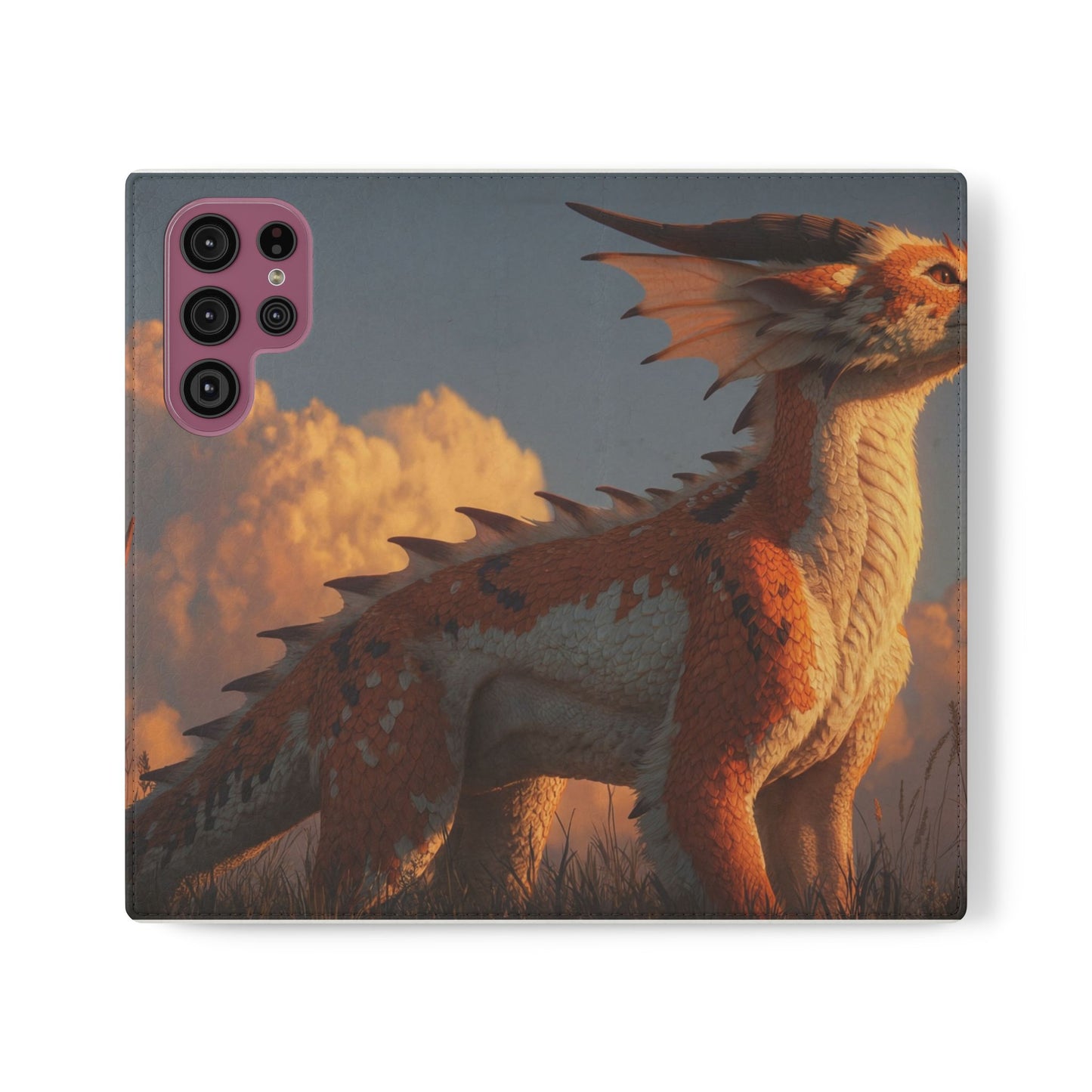 Gilded Dragon Flip Cases – Amber Sunset Guardian