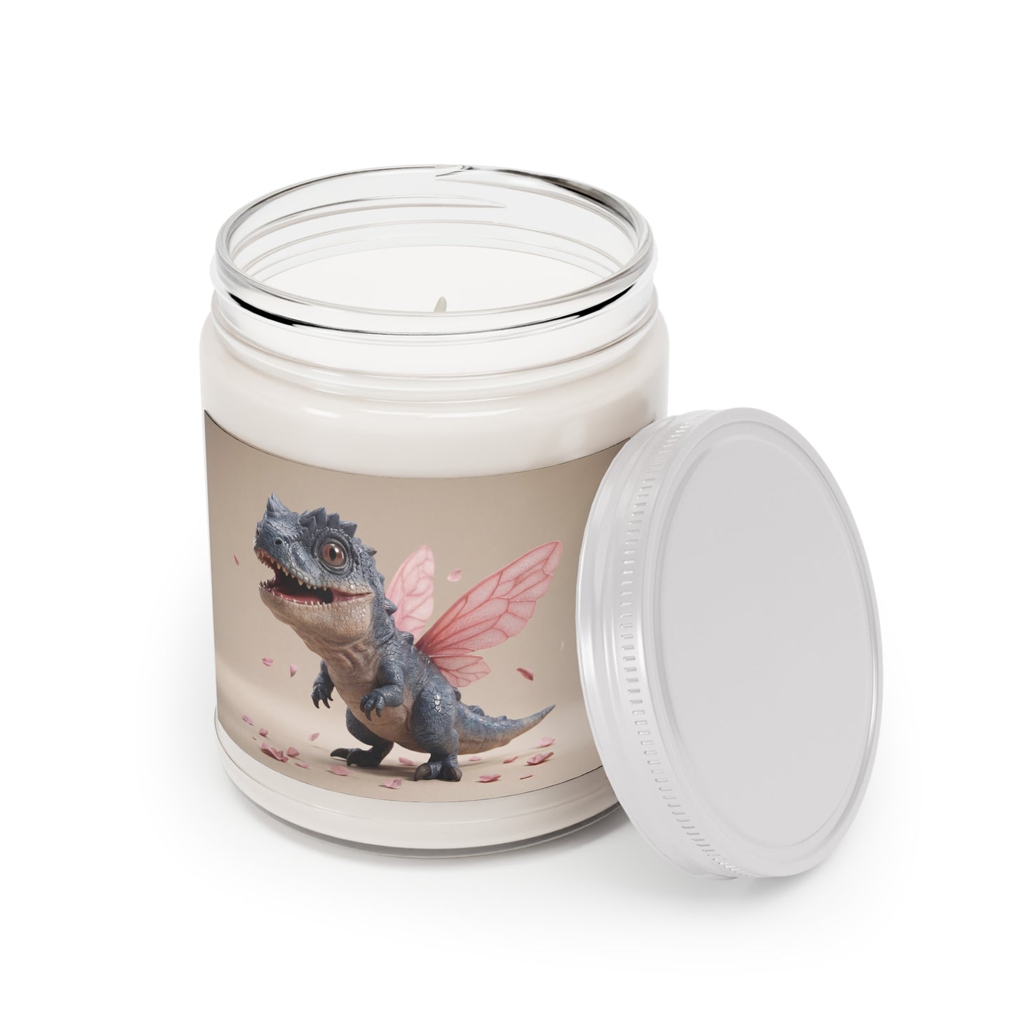Fairy-Tailed Dinosaur Scented Soy Candles with White Lid, 9oz – Whimsical Bloom Encounter
