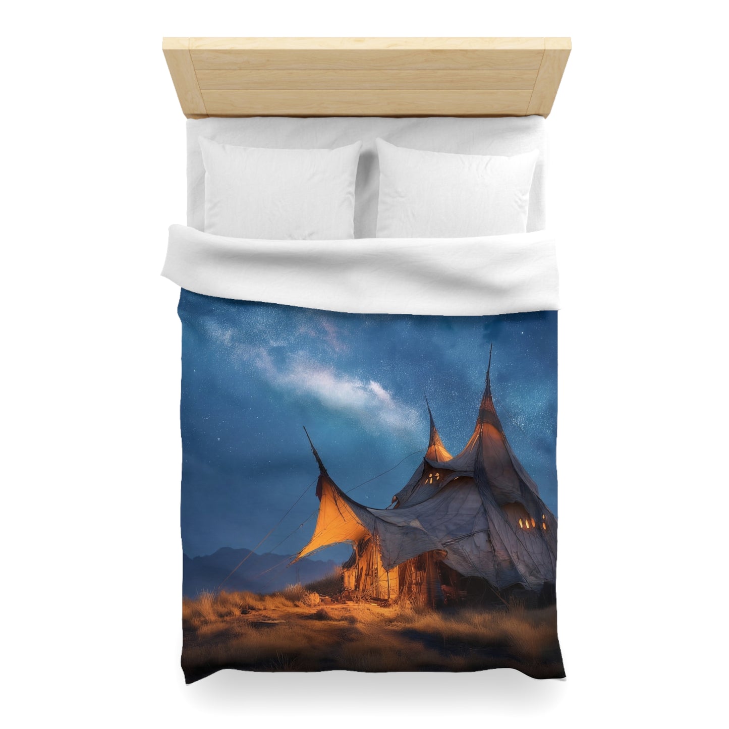 Starlit Nomad Tent Duvet Cover – Milky Way Sanctuary Under Open Skies