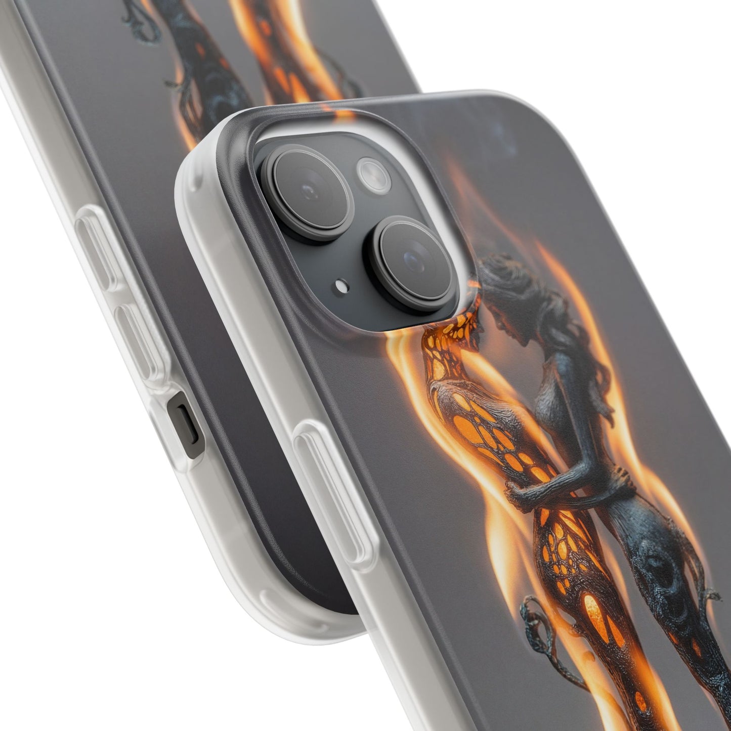 Flame-Embraced Lovers Flexi Cases – Intimate Glow Within the Fire