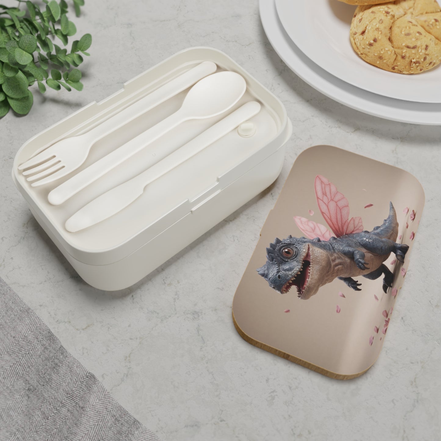 Fairy-Tailed Dinosaur Bento Lunch Box – Whimsical Garden Gaze
