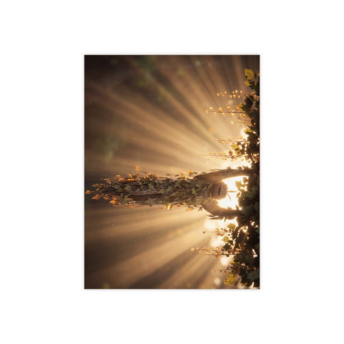 Sunbeam Tree Spirit Ceramic Photo Tile – Golden Hour Guardian