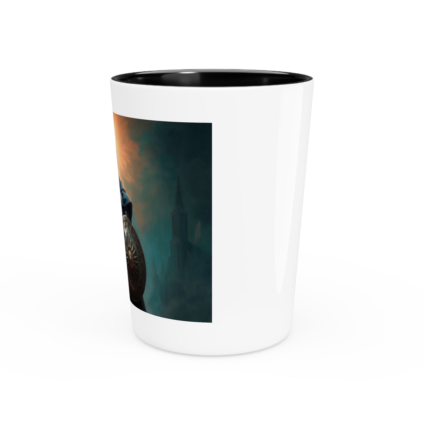Dawn-Emblazoned Sentinel Shot Glass – Armor of the Rising Sun