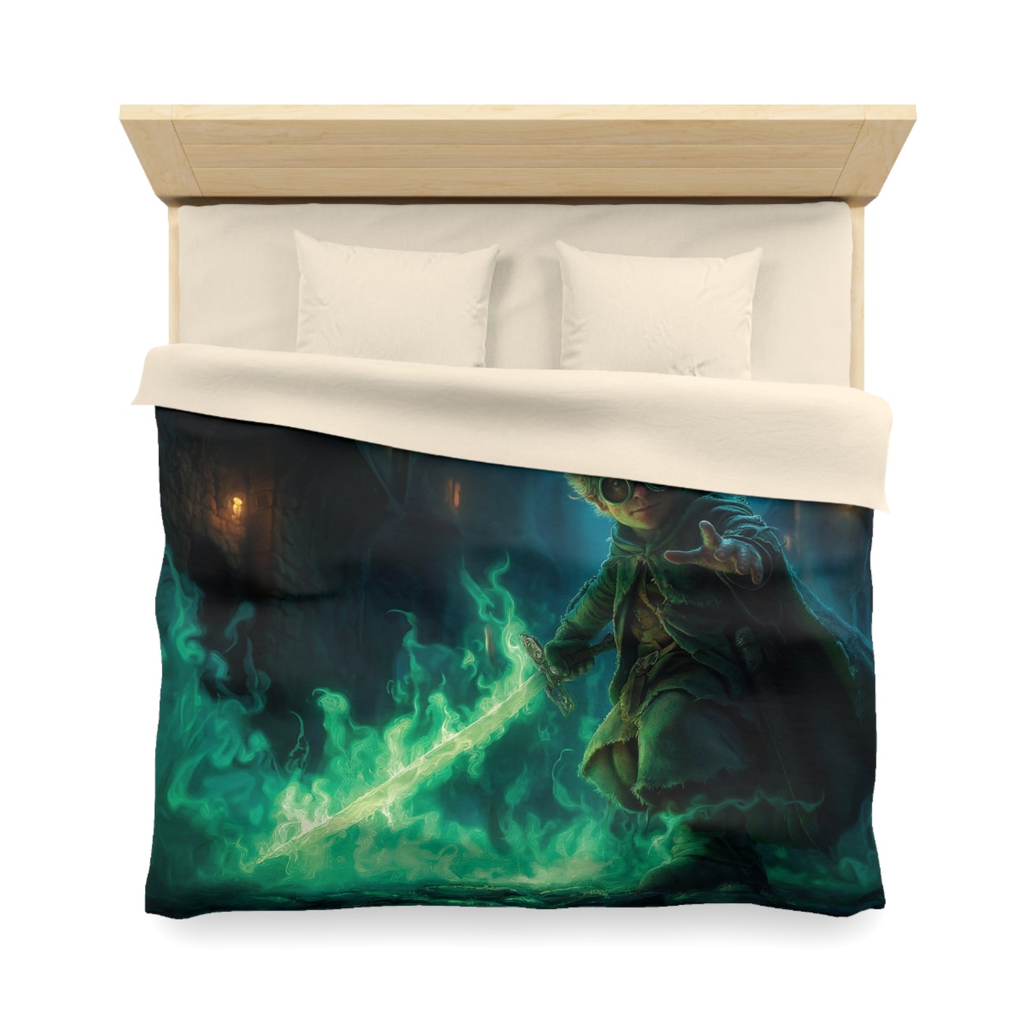 Goblin Sorcerer Green Sword Duvet Cover – Cobalt Alleyway Guardian