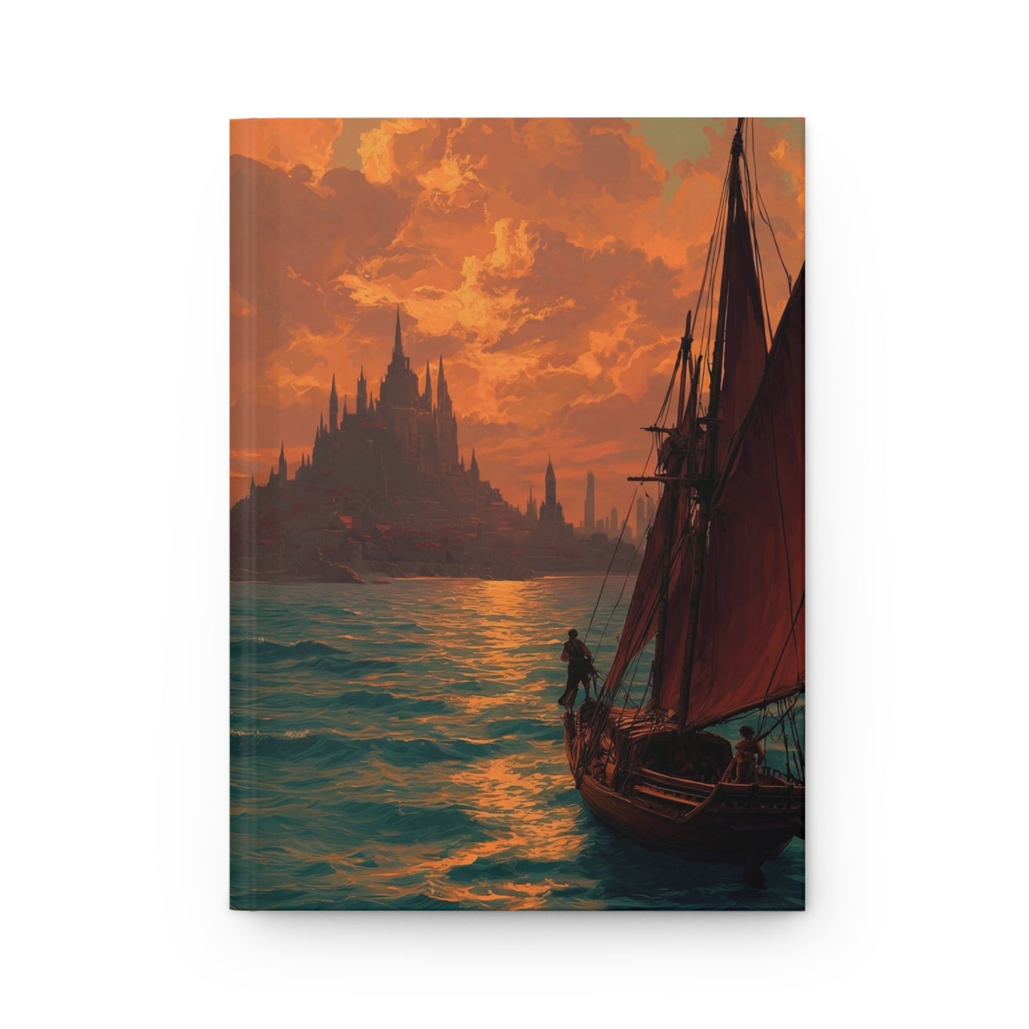 Sunset Harbor Voyage Hardcover Journal Matte – Golden Sky’s Last Whisper