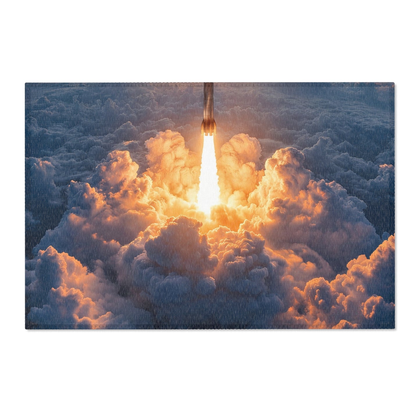 Rocket Ascension Area Rugs – Sunburst Through Clouds Launch Scene
