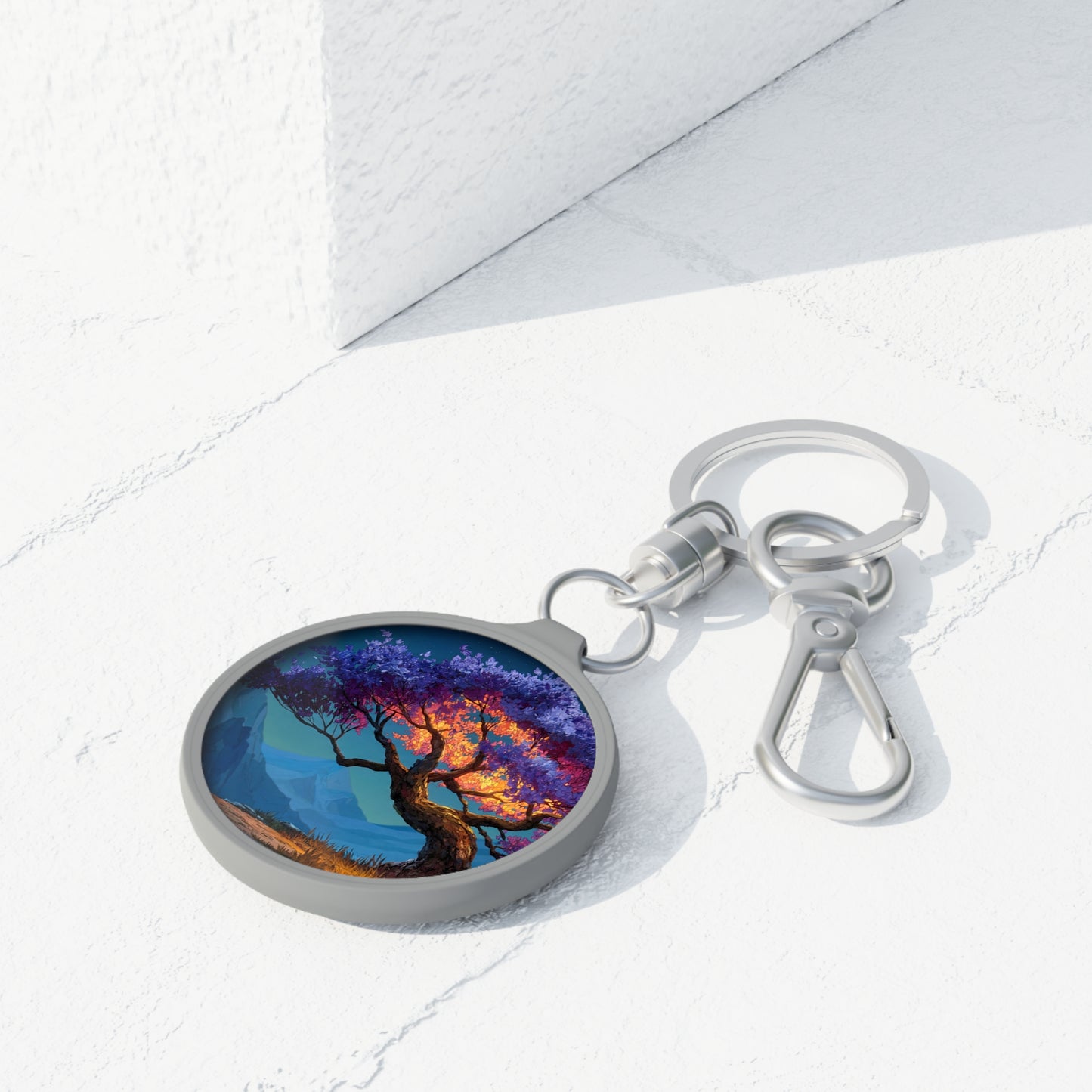 Starlit Whisper Tree Keyring Tag – Twilight Bloom Sanctuary