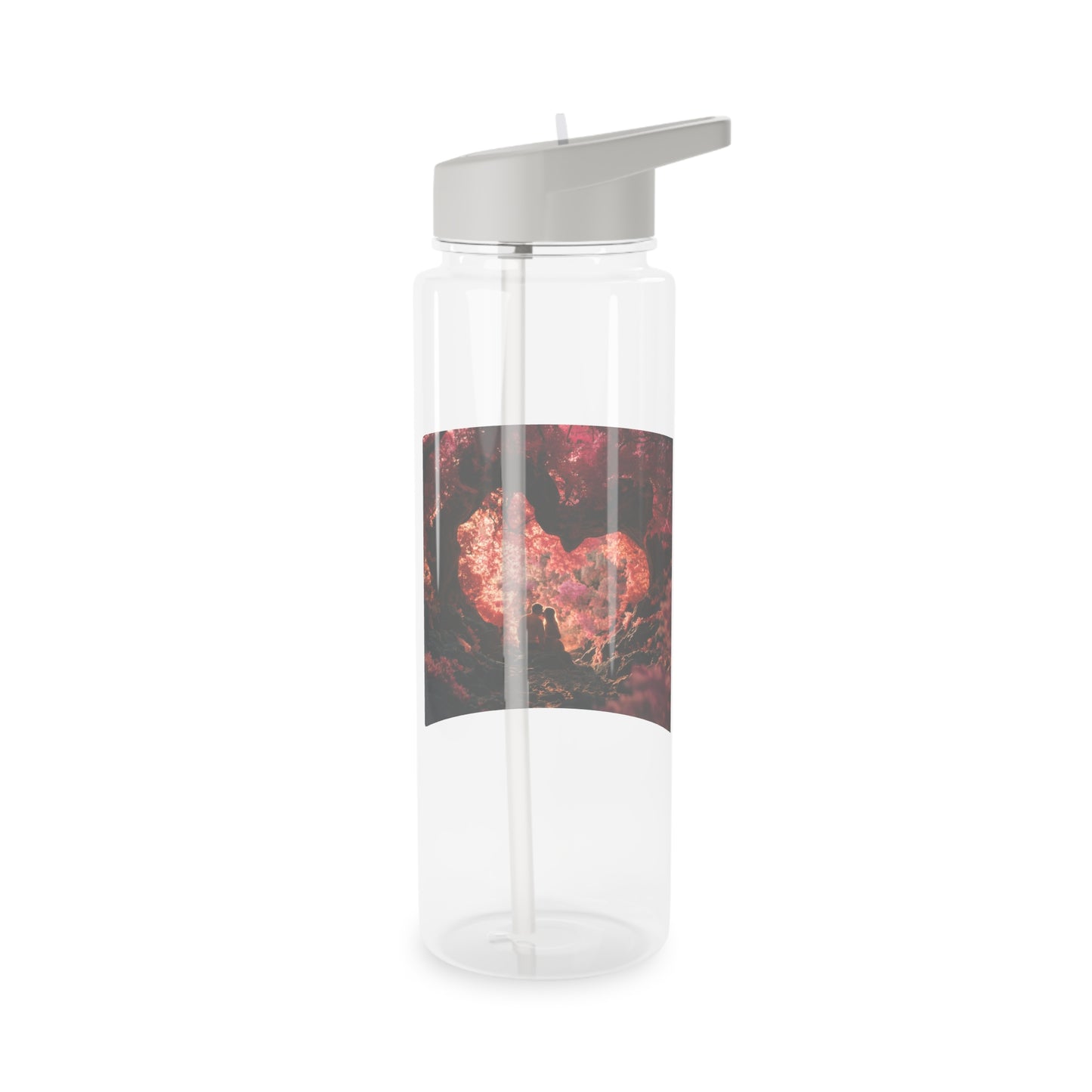 Heart-Shaped Forest Canopy Tritan Water Bottle – Crimson Glow Sanctuary