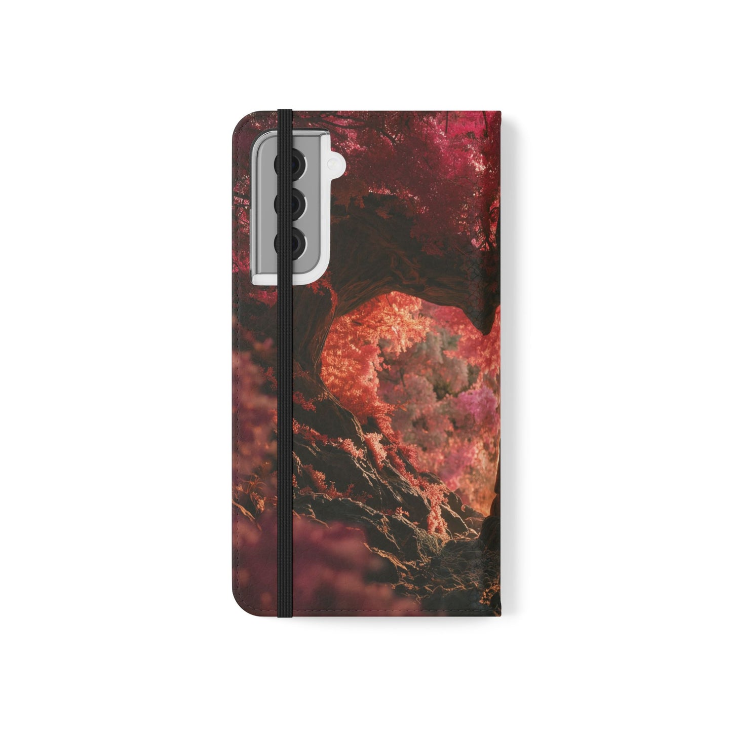 Crimson Arch Flip Cases – Heart-Shaped Canopy Romance