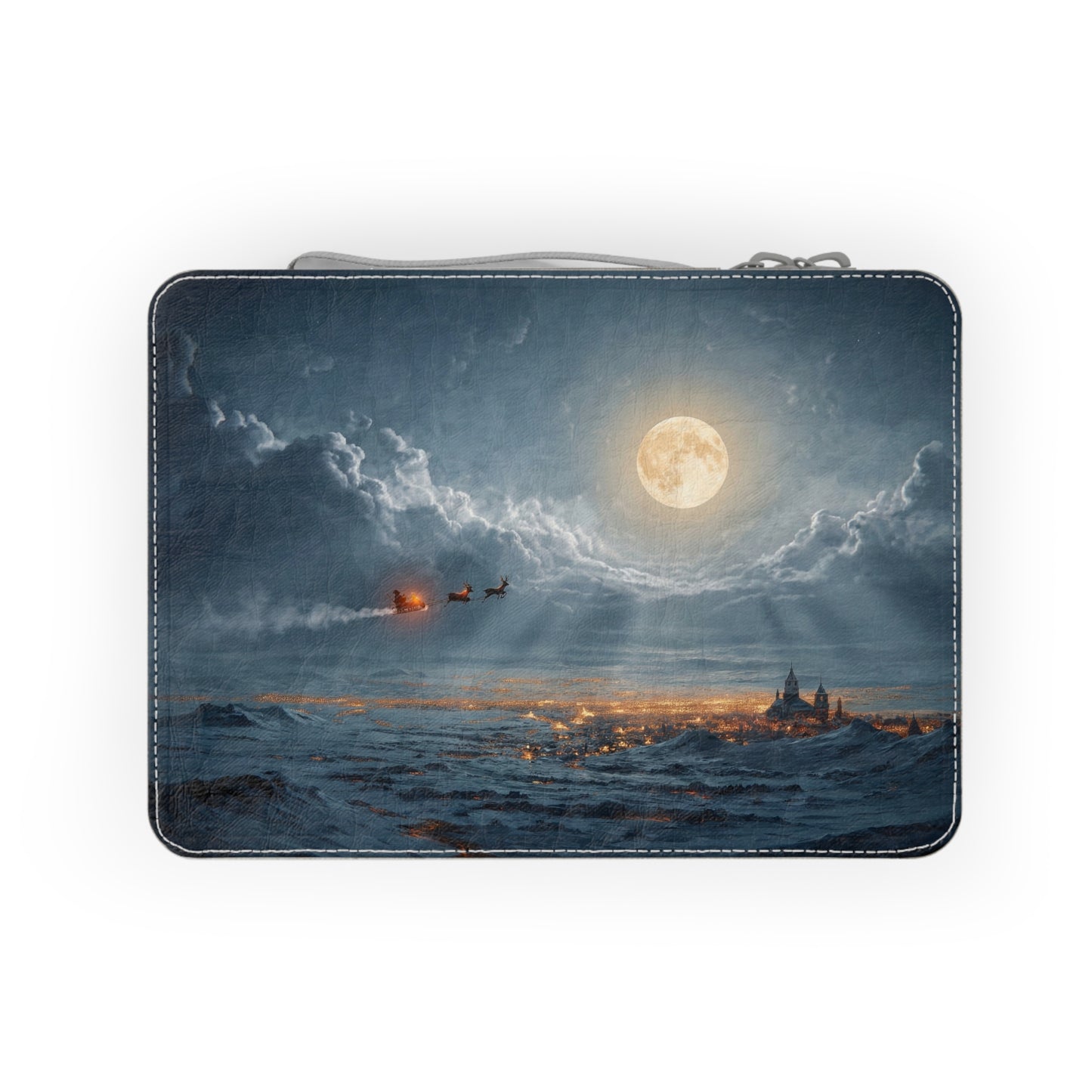 Midnight Sleigh Ride Paper Lunch Bag – Frostbound City Beneath the Full Moon