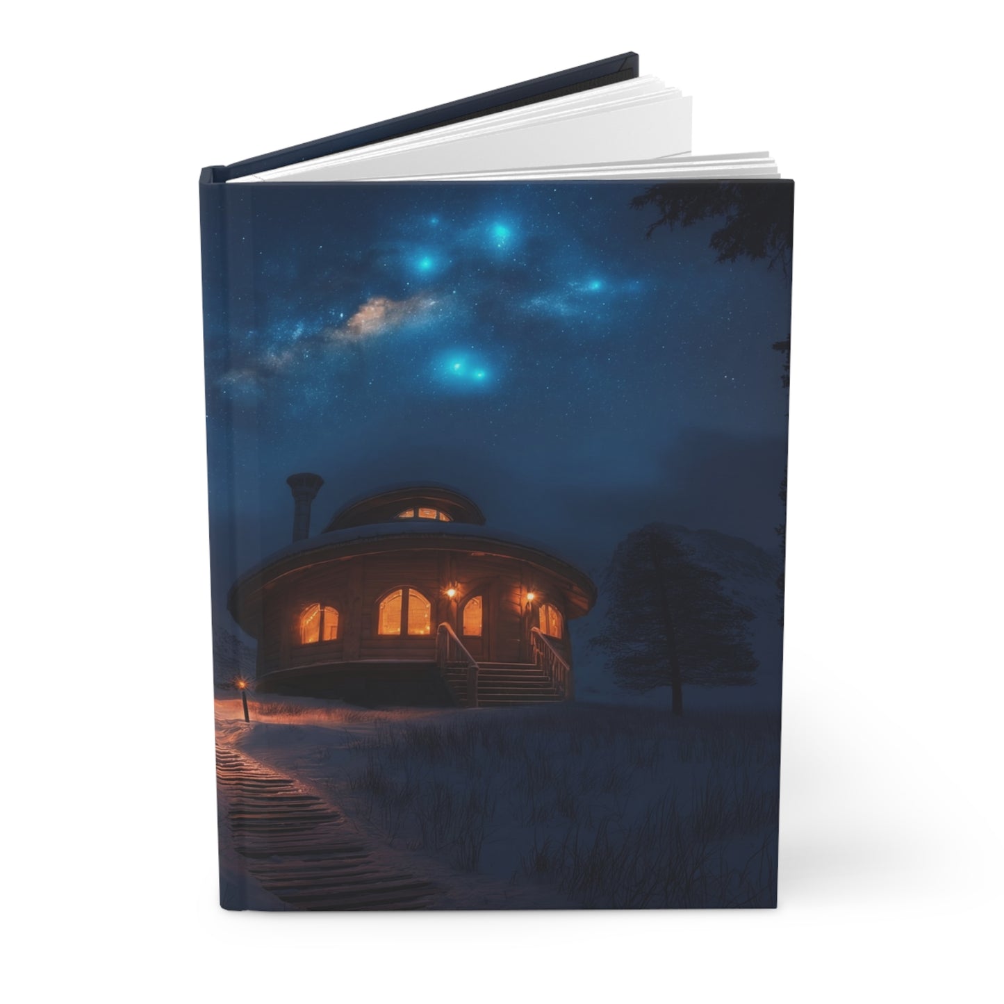 Starlit Observatory Cabin Journal Matte – Warm Glow Under Cosmic Skies