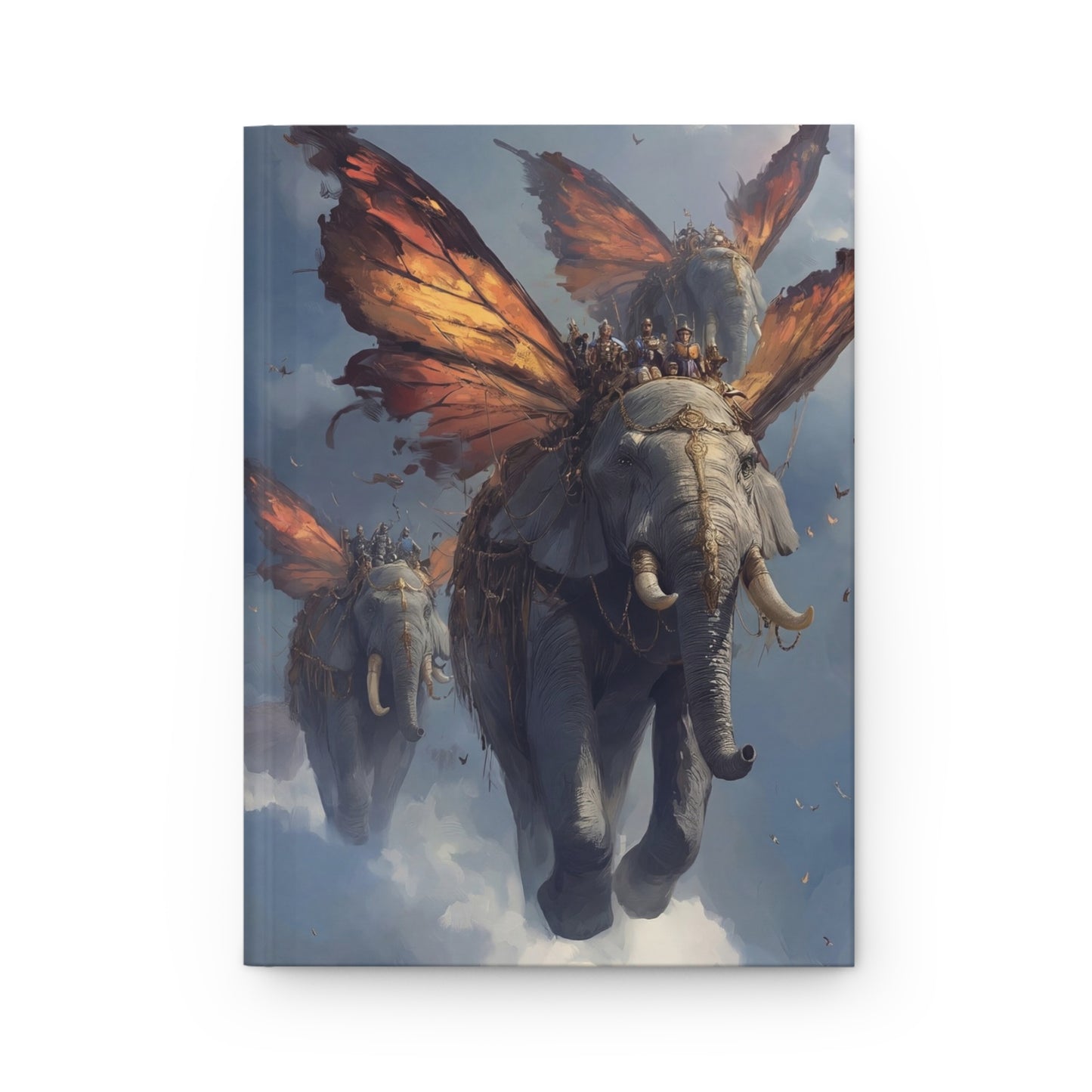 Winged Elephants Through Clouds Hardcover Journal Matte – Celestial Migration