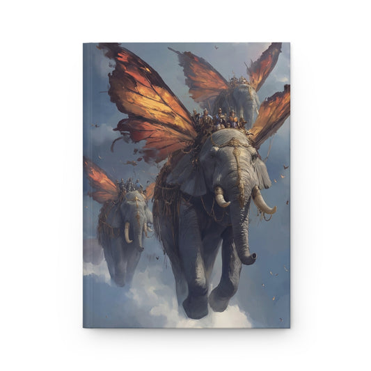 Winged Elephants Through Clouds Hardcover Journal Matte – Celestial Migration