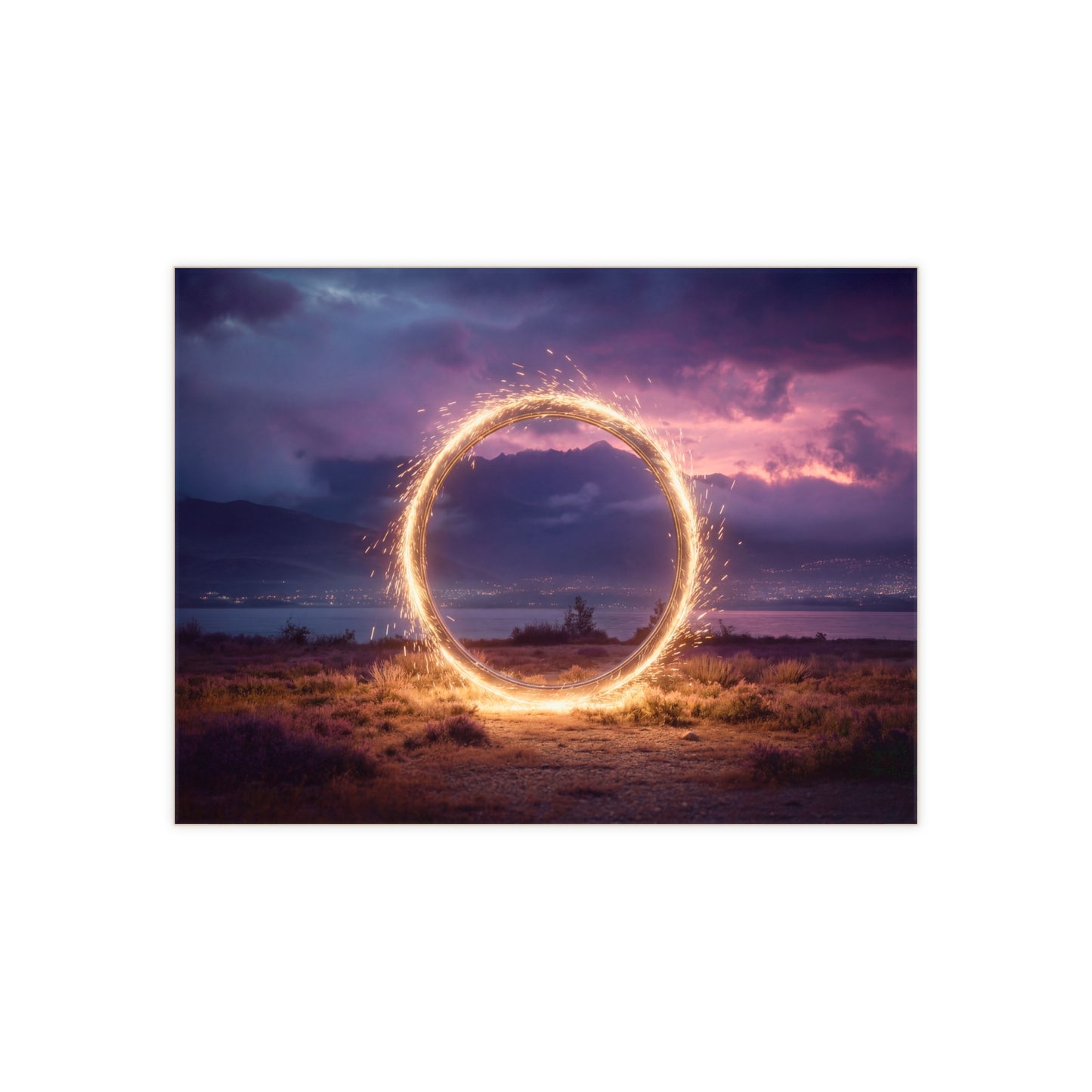 Spark Ring Twilight Ceramic Photo Tile – A Gateway to Purple Skies
