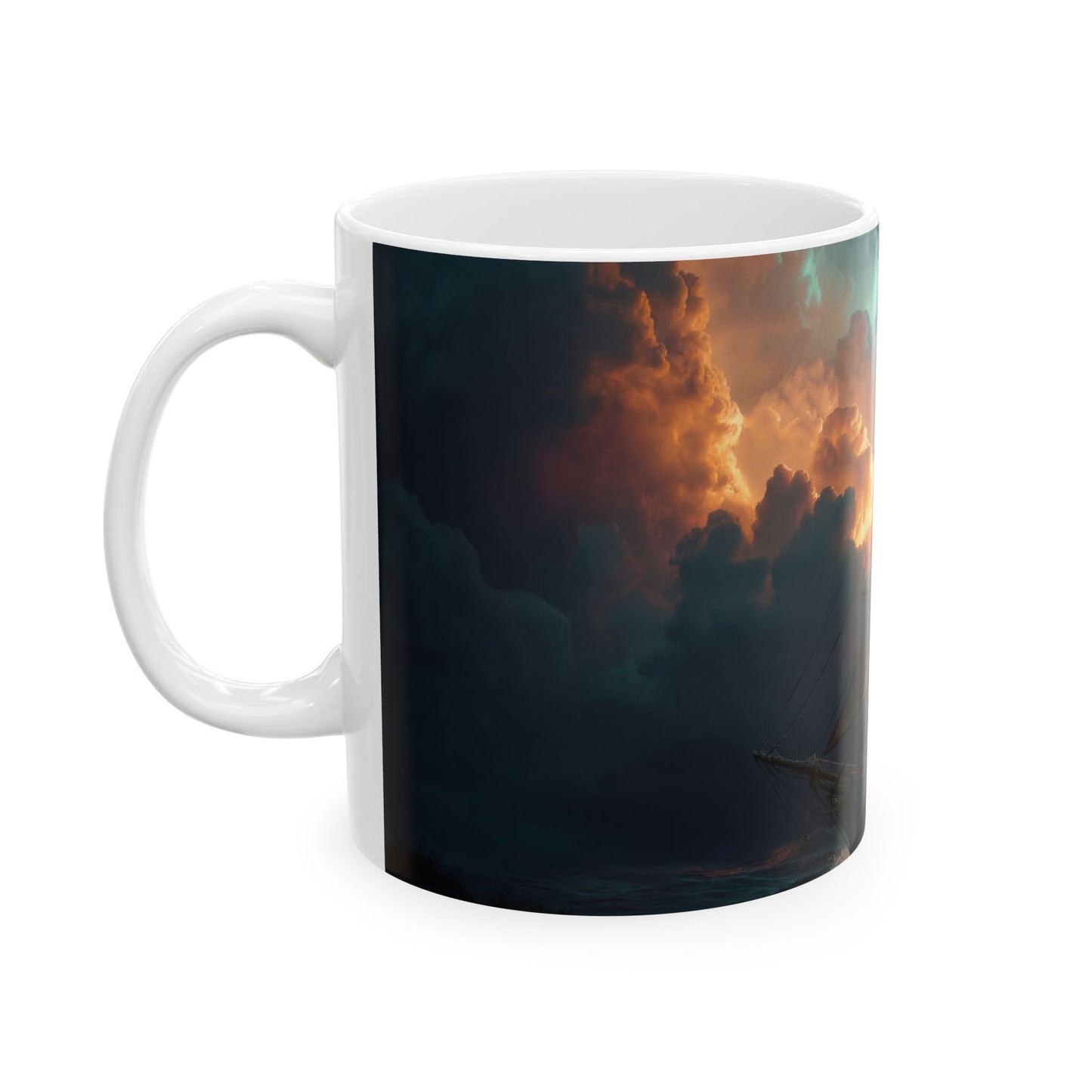 Starlit Galleon Ceramic Mug – Midnight Voyage Through Celestial Skies