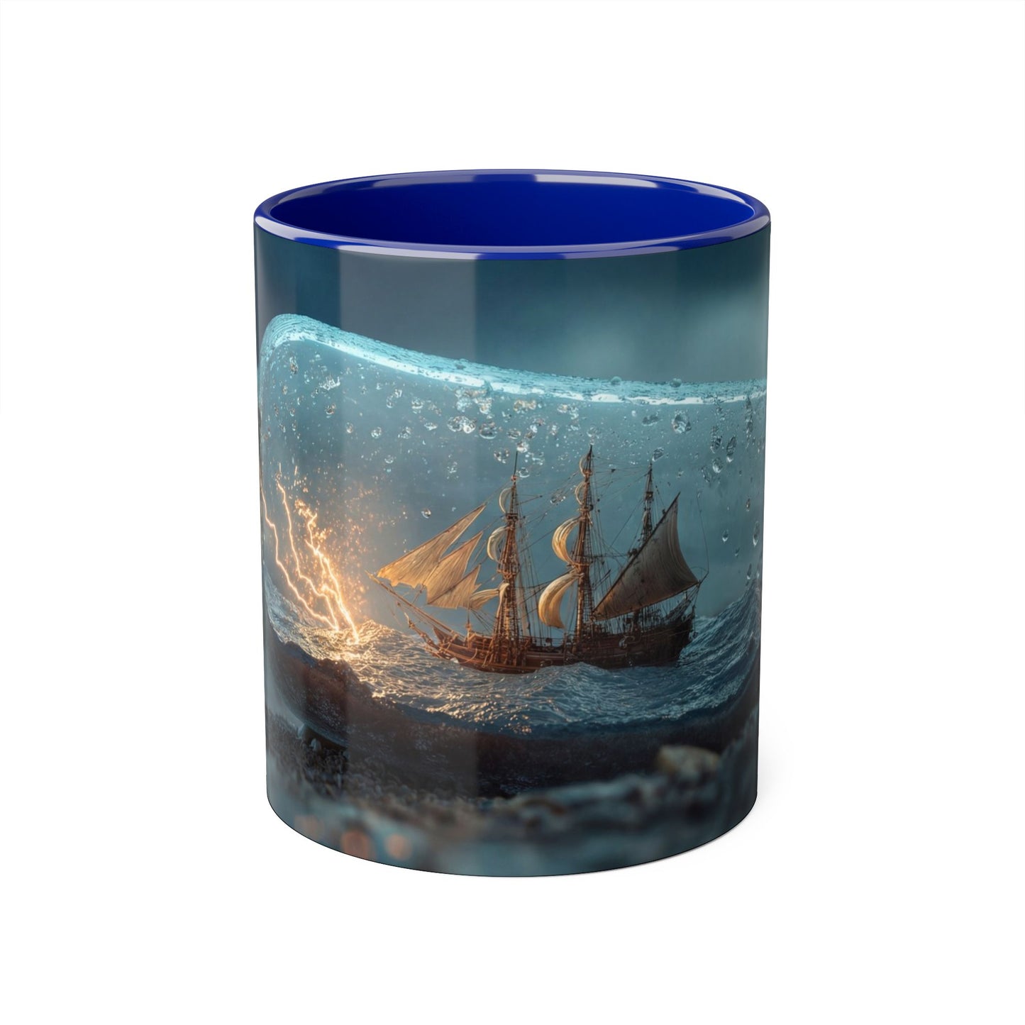 Storm Captured Accent Mugs, 11oz – Ship in a Bottle Lightning Scene