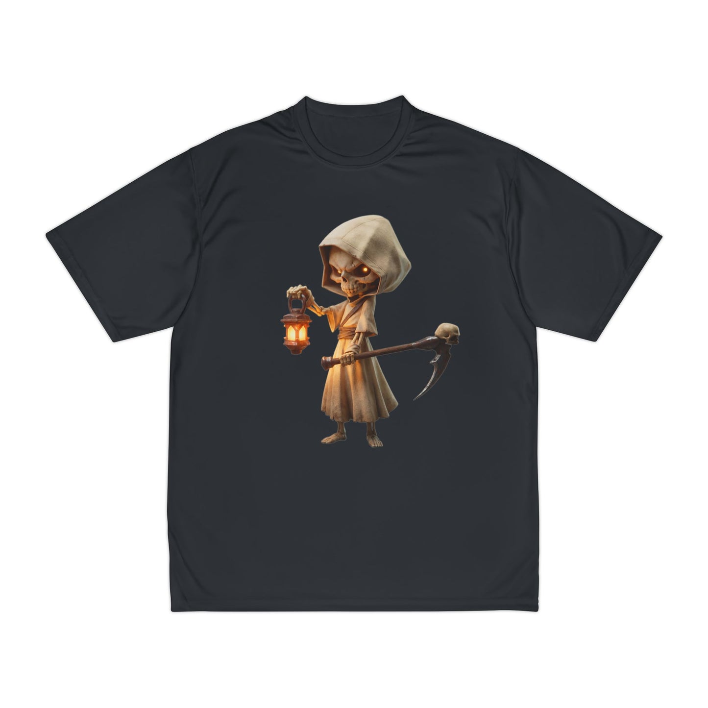 Lantern-Bearing Sentinel Men's Performance T-Shirt – Hooded Grim Reap Guardian