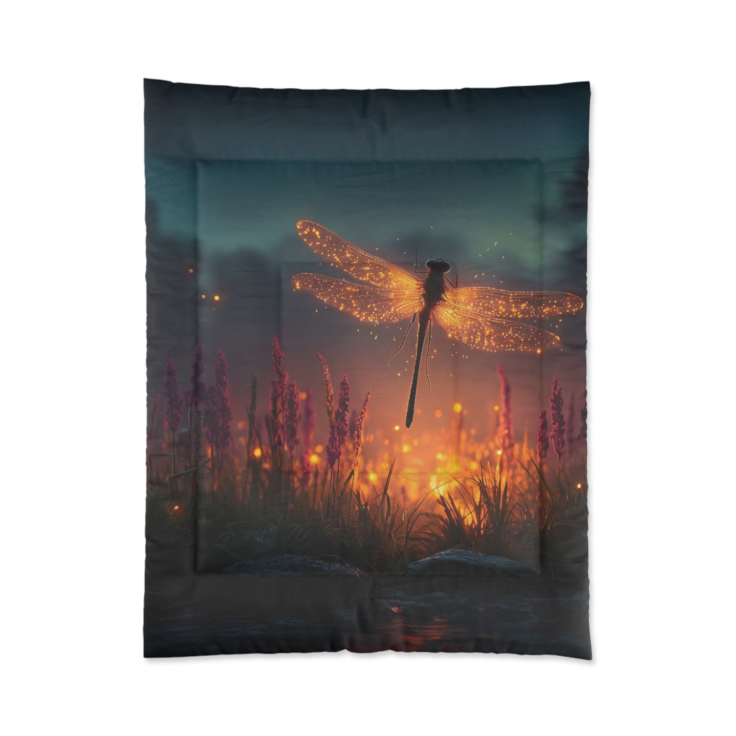 Luminescent Dragonfly Comforter – Twilight Meadow Dreamscape