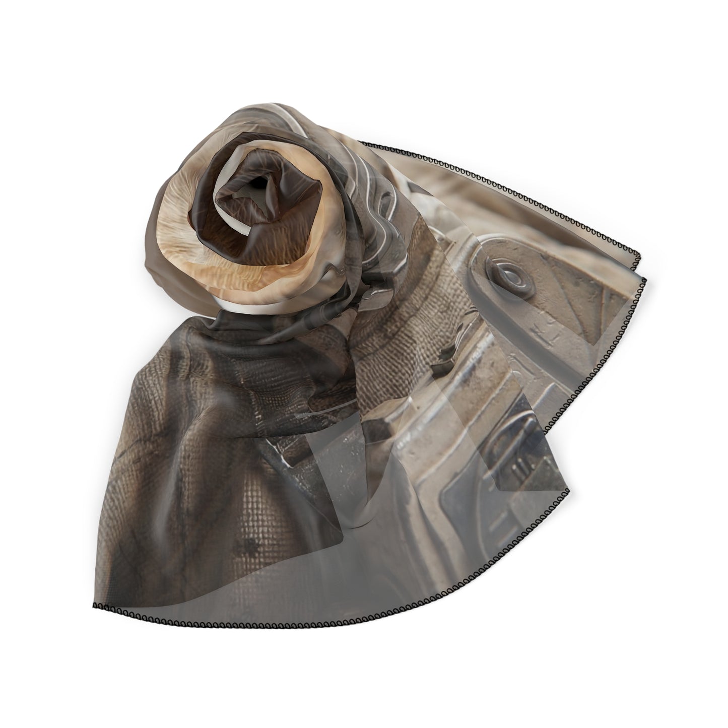 Feline Astronaut Poly Scarf – Warm Ginger Cosmos Explorer