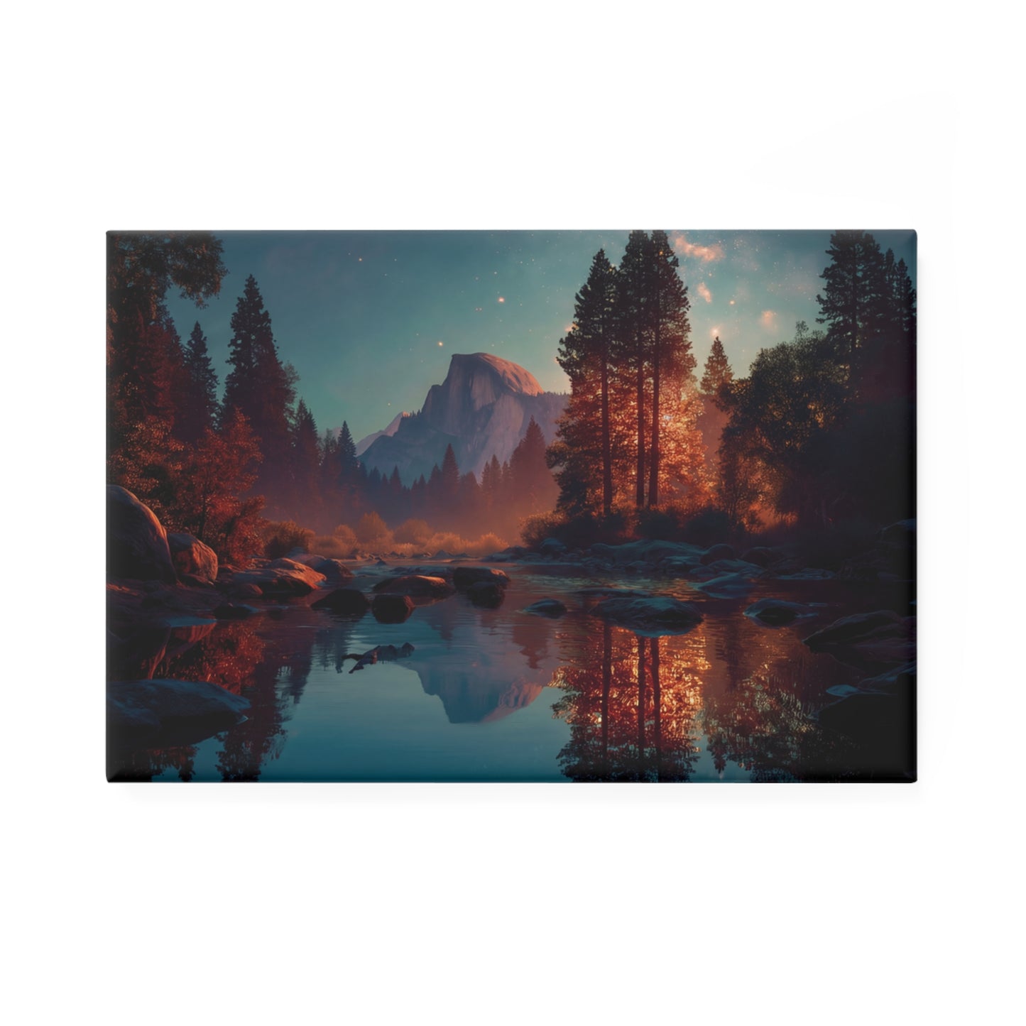 Starlit River Reflection Magnet – Half Dome Twilight Dreamscape