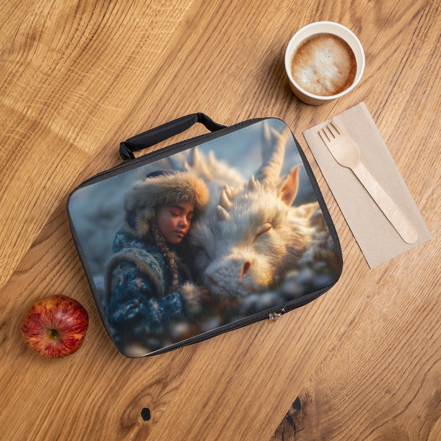 Winter Guardian Lunch Bag – Golden Light and Frostbound Friendship