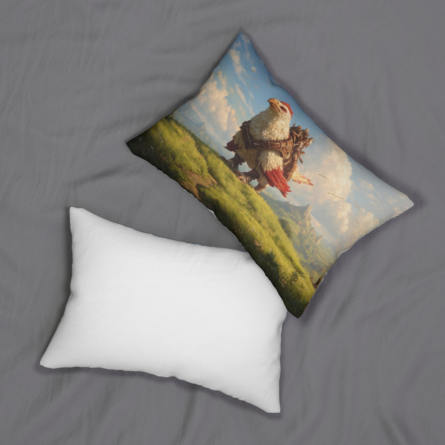 Skyborne Eagle Riders Lumbar Pillow – Sunset Pathfinder on the Wind-Swept Ridge