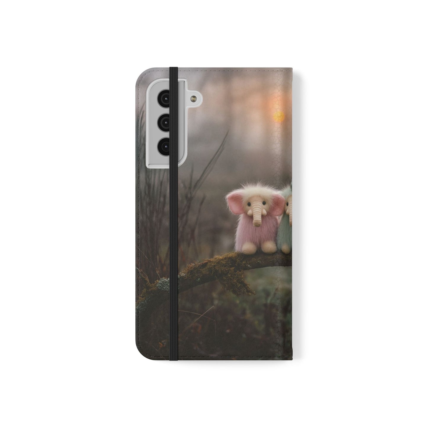 Mossy Branch Elephants Flip Cases – Pastel Fluff Guardians