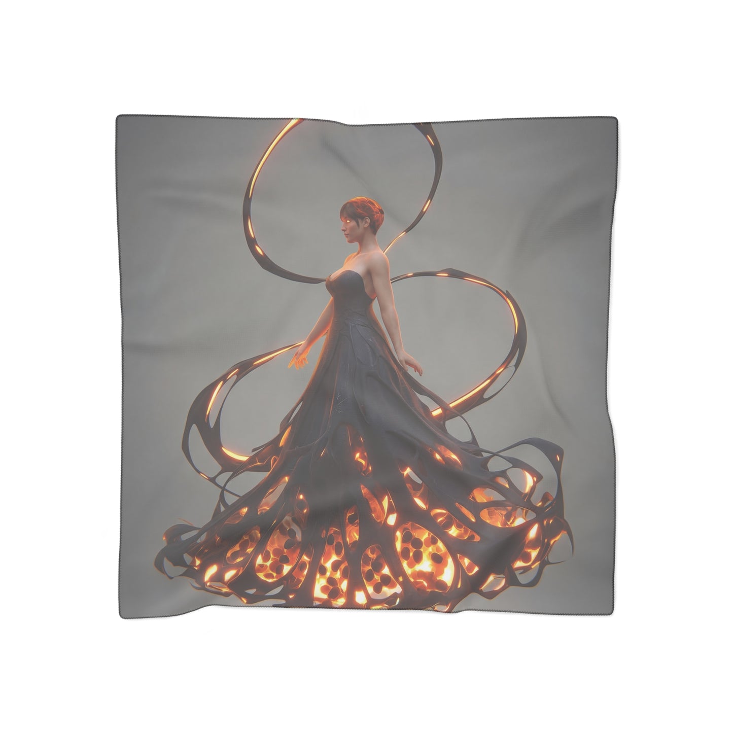 Luminescent Veil Poly Scarf – Floating Flame Dress Design