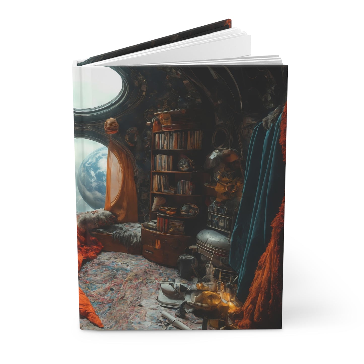 Cosmic Sleeper Hardcover Journal Matte – Earthrise in a Rustic Capsule